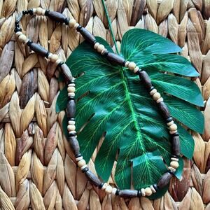 Vintage wooden beaded bogo necklace barrel